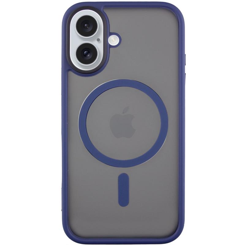 Противоударный TPU+PC чехол Metal Buttons with MagSafe для Apple iPhone 16 (6.1") Синий