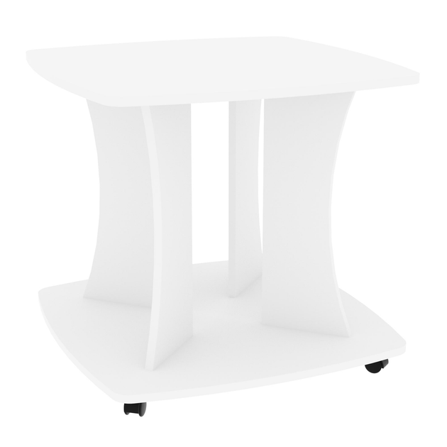 Стіл журнальний на коліщатках Континент Квант 65х65х55 см Білий (28177987) Стіл журнальний на коліщатках Континент Квант 65х65х55 см Білий (28177987)
