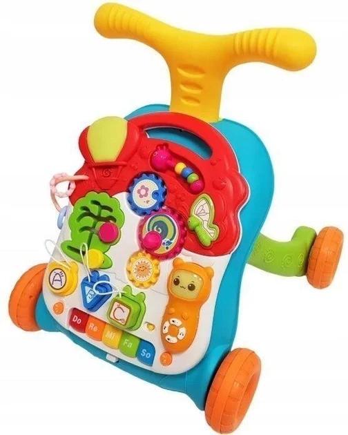 Ходунки-каталка детские музыкальные Limo Toy M 5473 AB 3в1 из пластика с развивающим столиком 42х40х40 см Разноцветный (150-7-M 5473 AB)