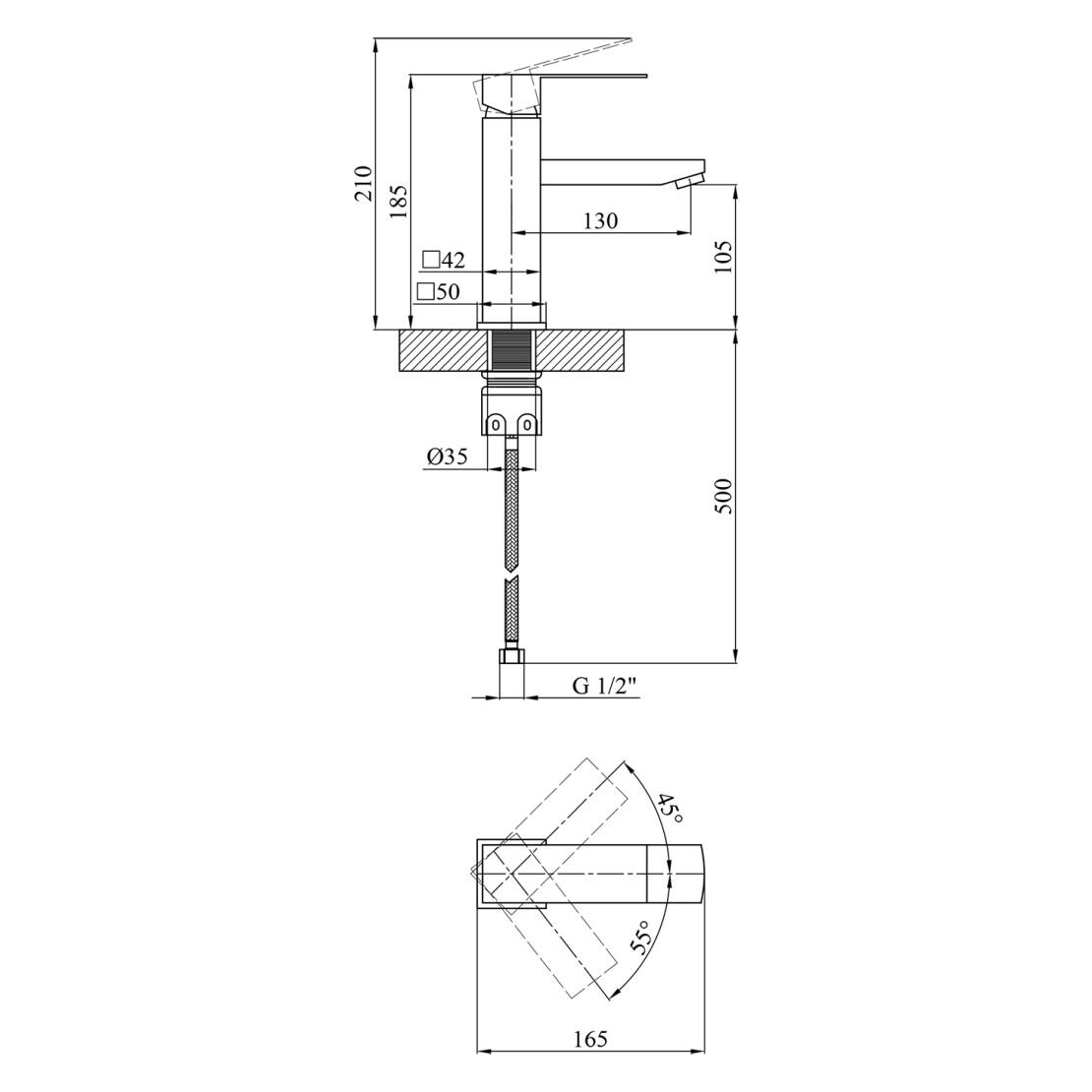 Смеситель для раковины Kroner KRP Edelstahl Kubus SCH010 Черный (CV023010) - фото 3 Смеситель для раковины Kroner KRP Edelstahl Kubus SCH010 Черный (CV023010) - фото 3