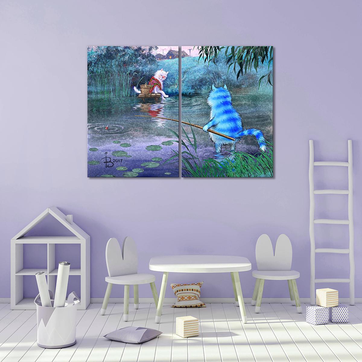 Модульная картина На речке, на речке, на том бережооочке... 2 модуля 90x135 см