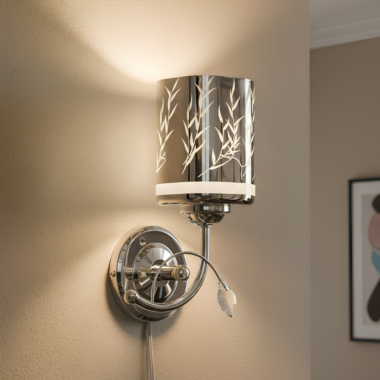 Бра Valeso с цветочными узорами под одну лампу Е27 Хром (B-6248E/1)