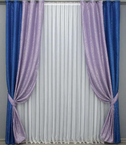 Шторы жаккард 1,3х2,7 м 2 шт. Синий/Сиреневый (014дк/520-611ш)