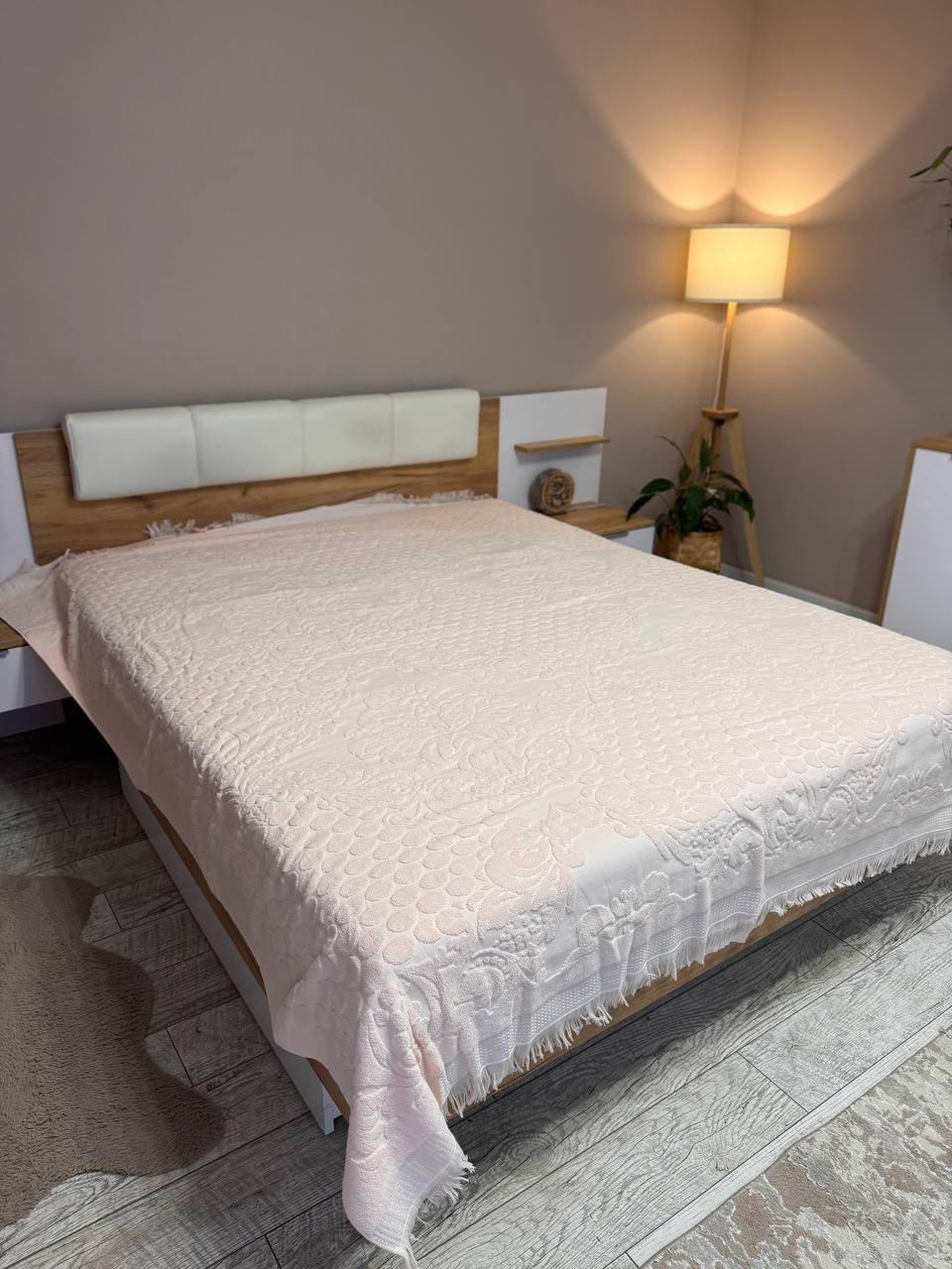 Простирадло махрове полуторне 150х200 см Ніжно-рожевий (Д-Al-mahr-pr-002) - фото 4