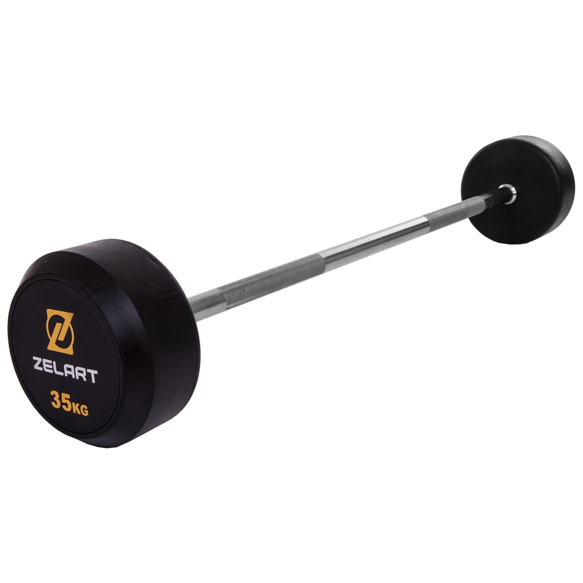 Штанга Zelart Rubber Coated Barbell фіксована пряма гумова TA-2685-35 довжина 95 см 35 кг (DR002604)