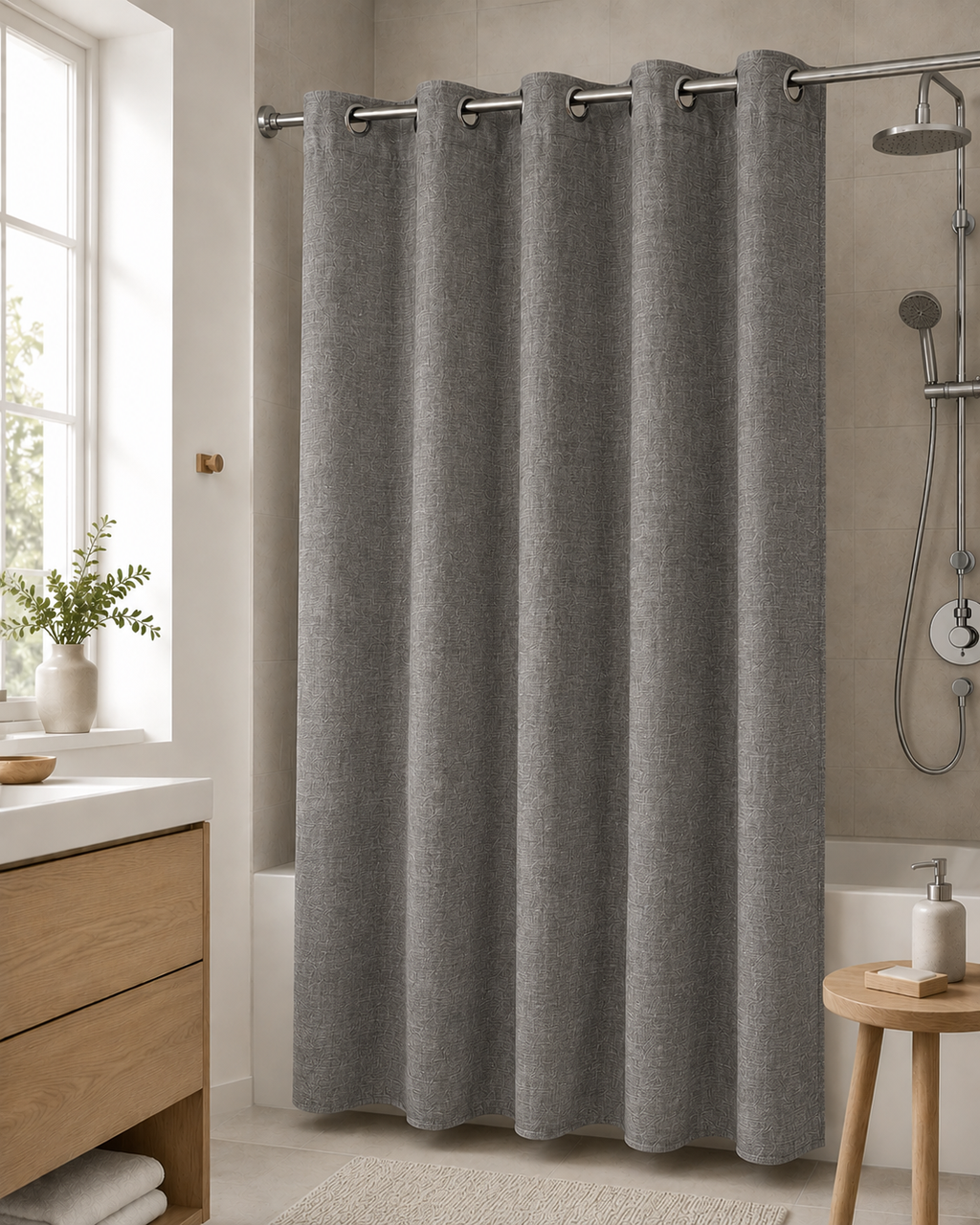Шторка для душа тканевая с люверсами 180x180 см (200/grey)
