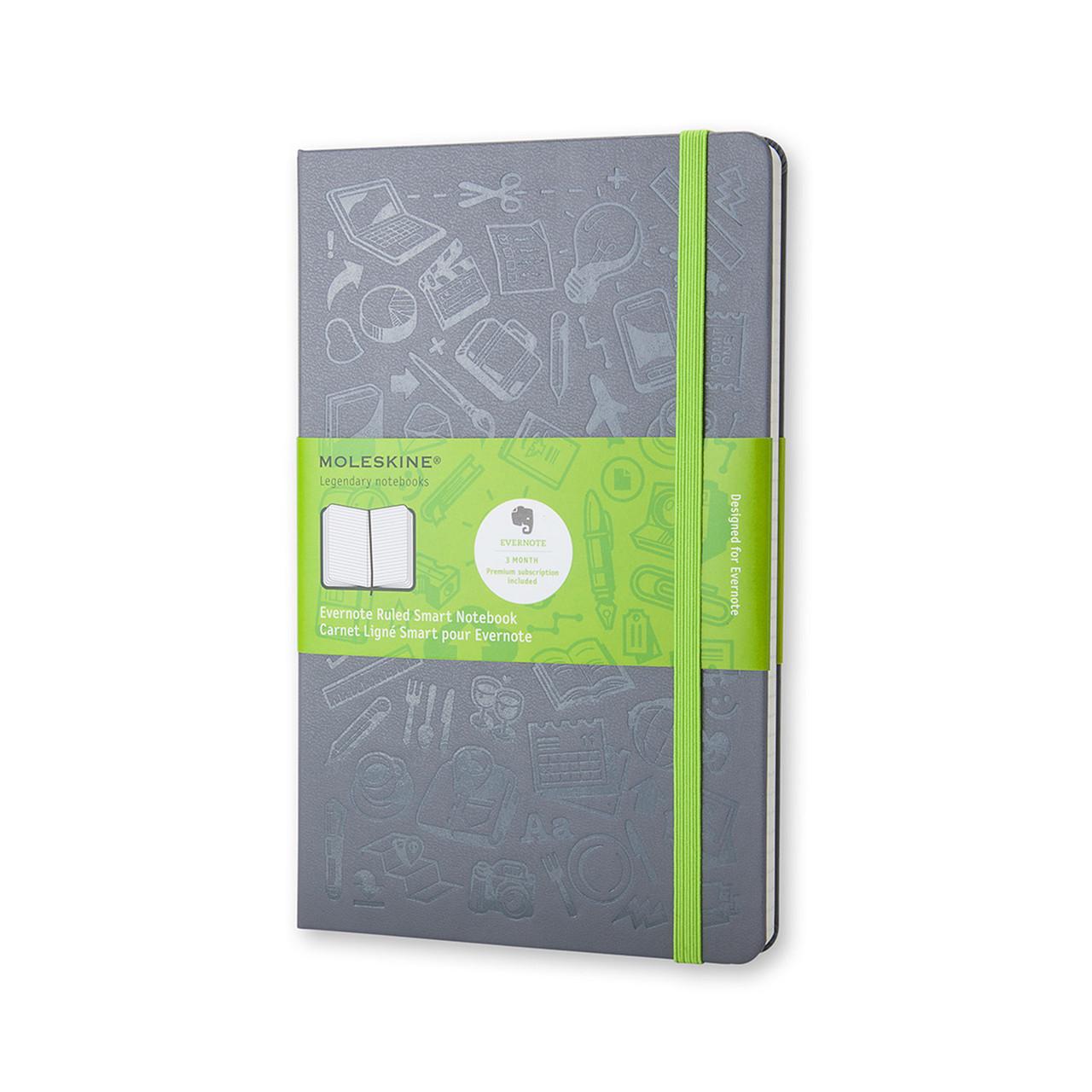 Блокнот Moleskine+ Evernote средний 240 страниц в линейку 13х21 см Серый