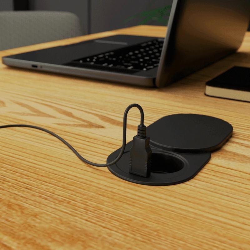 Удлинитель врезной Rejs ELEKTRIMA SLIDER на 1 розетку 1xUSB проволока 1,9 мм Черный (TR19.0025.08.061)