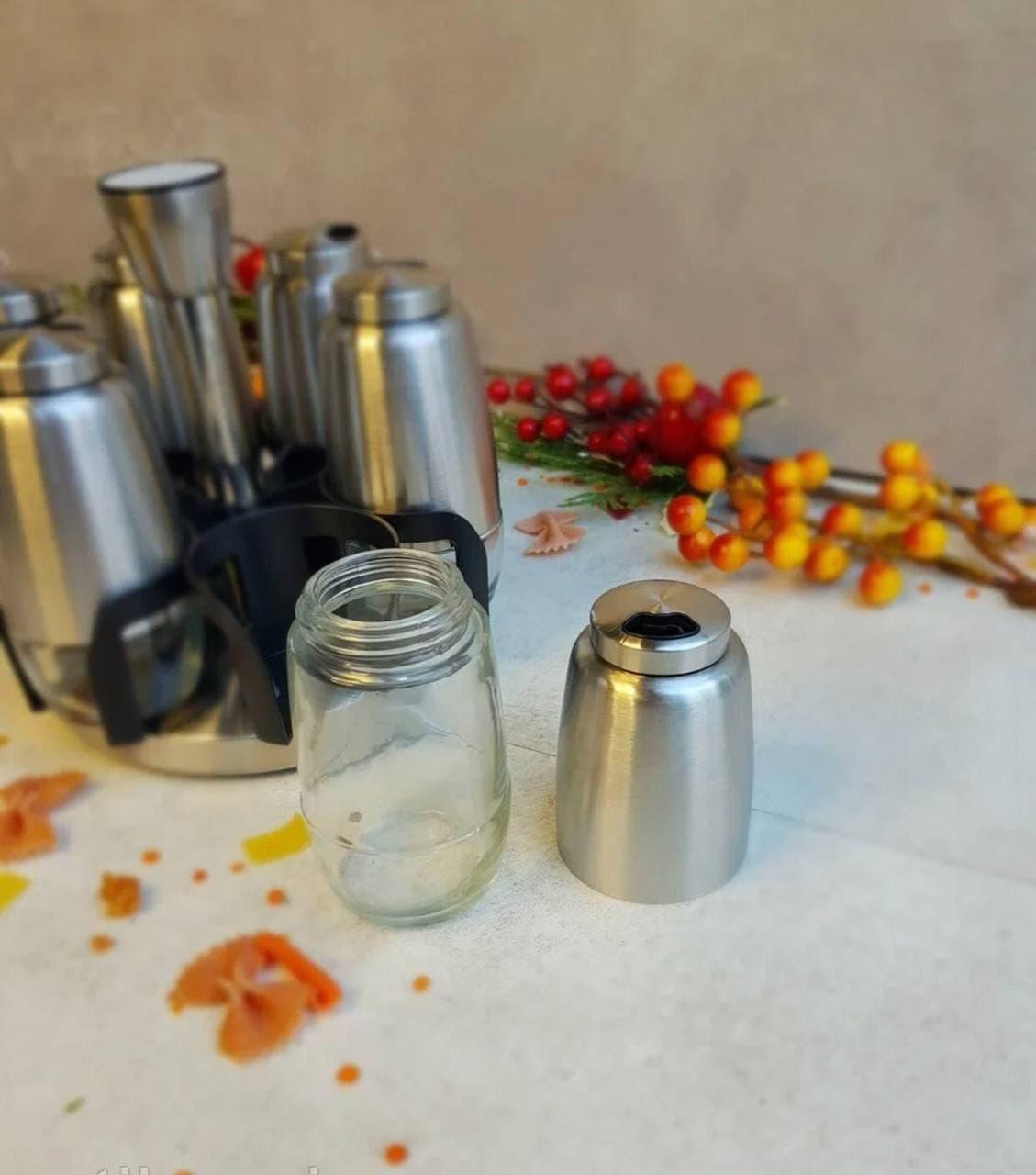 Набор емкостей для специй Frico FRU-129 на круглой подставке из нержавеющей стали 6 шт. (2530556585) - фото 6