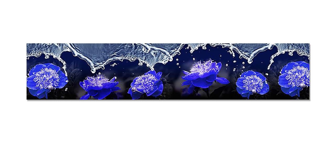 Наклейка виниловая 3D Zatarga Синие Пионы/Вода 600х3000 мм (1274515578)