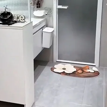 Коврик для ванной комнаты 50х80 см Коричнево-белый (C01586) - фото 7