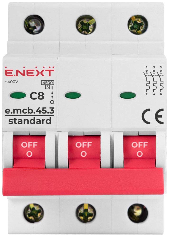 Автоматичний вимикач E.NEXT e.mcb.stand.45.3.C8 3р 8А 4,5кА C (s002045) - фото 2