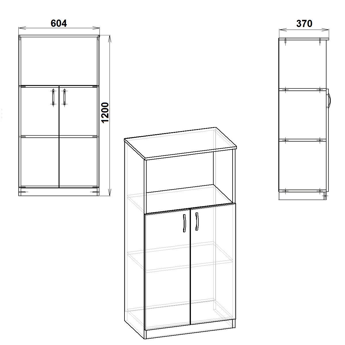 Шкаф книжный Компанит КШ 15 60,4х37х120 см Ольха (2334809) - фото 2