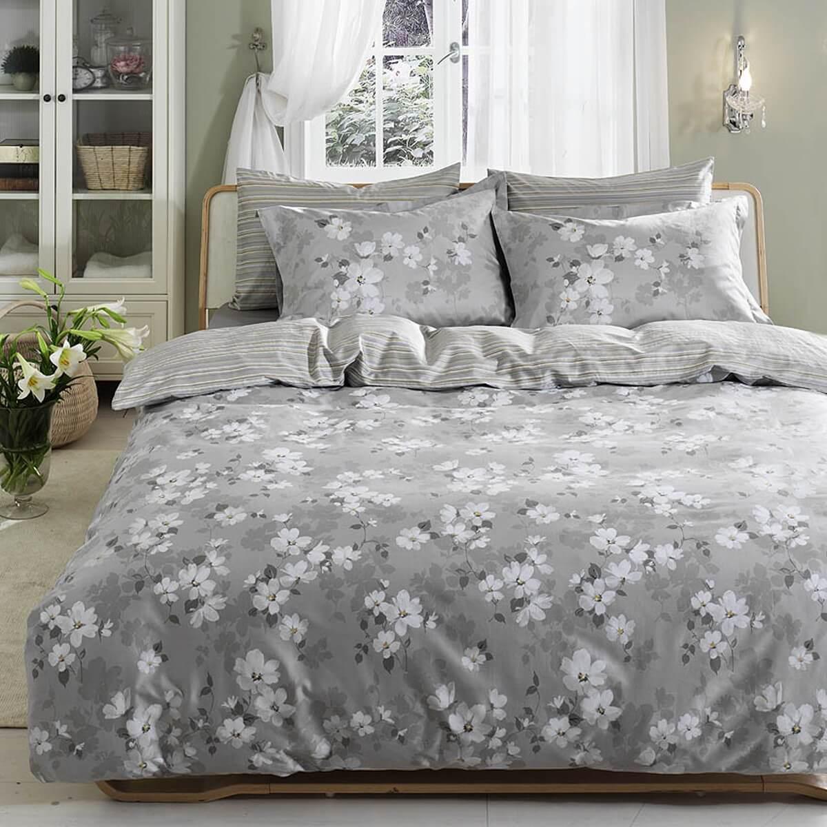 Постельное белье TAC Shadow gri сатин Deluxe евро