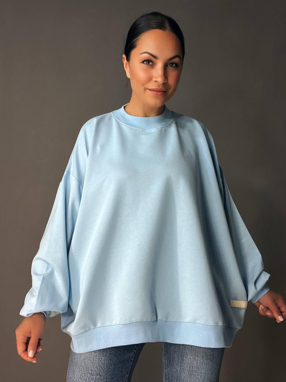 Світшот жіночий MY CITY 3044 широкий дуже вільного крою OS Блакитний (1713) - фото 8 Світшот жіночий MY CITY 3044 широкий дуже вільного крою OS Блакитний (1713) - фото 8