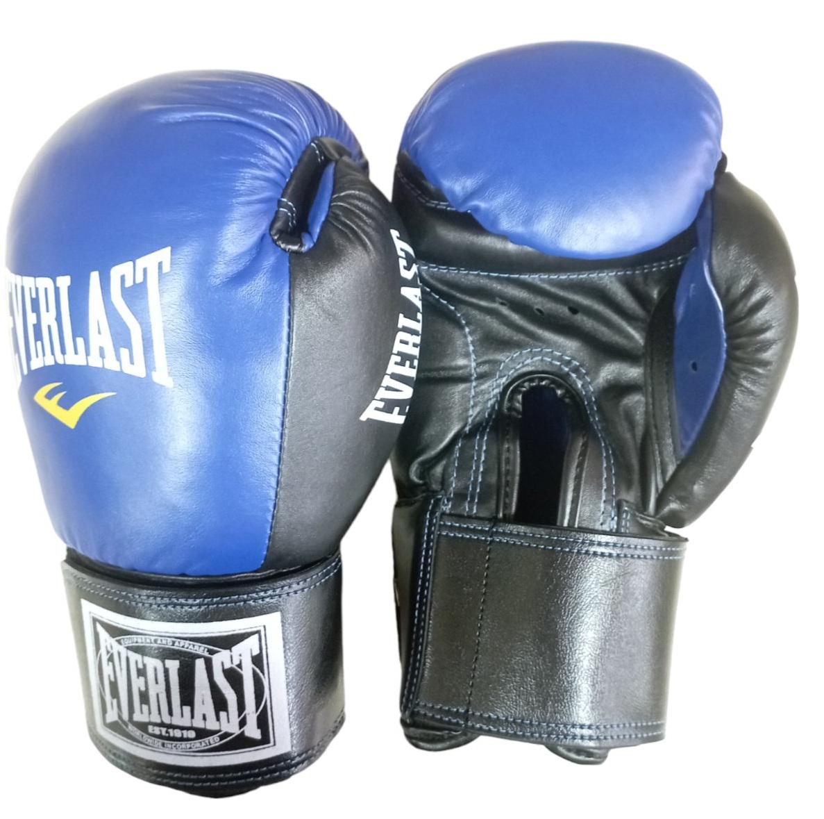 Боксерские перчатки Everlast кожа р. 10 Синий/Черный (8585053829326)