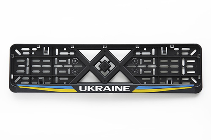 Рамка номерного знака 12 Atelie пластиковая Ukraine шелкотрафарет защелка снизу Черный (75644)