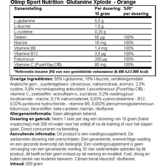 Глютамин для спорта Olimp Nutrition Glutamine Xplode 500 г 50 порций Orange - фото 2