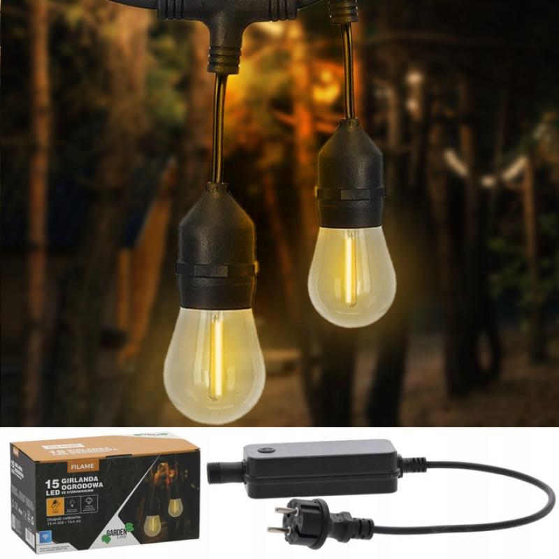 Ретро-гірлянда GardenLine SOL1267 декоративна садова з Wi-Fi керуванням 15 м 15 LED Теплий білий - фото 4 Ретро-гірлянда GardenLine SOL1267 декоративна садова з Wi-Fi керуванням 15 м 15 LED Теплий білий - фото 4