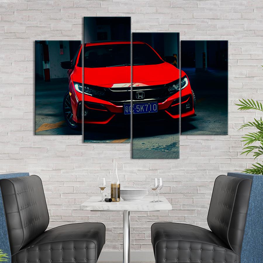 Картина Автомобиль Авто Honda Civic в красном цвете 129x90 см (A1177-4)