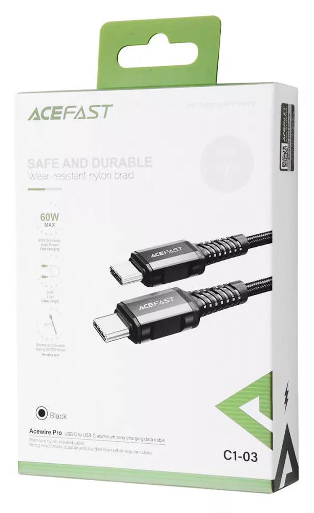 Кабель для зарядки смартфона ACEFAST C1-03 Type-C-Type-C 3 A 1,2 м Чорний - фото 6