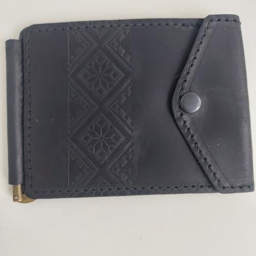 Зажим для денег Вышиванка тиснение Коричневый (21484)