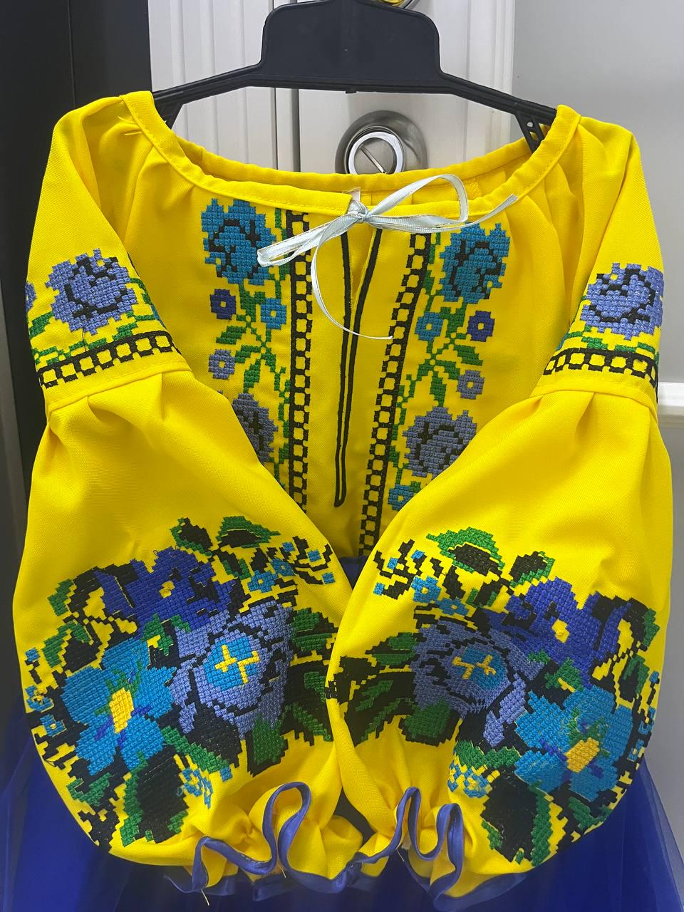 Костюм вышиванка для девочки классический 128-134 см Желто-синий - фото 2 Костюм вышиванка для девочки классический 128-134 см Желто-синий - фото 2