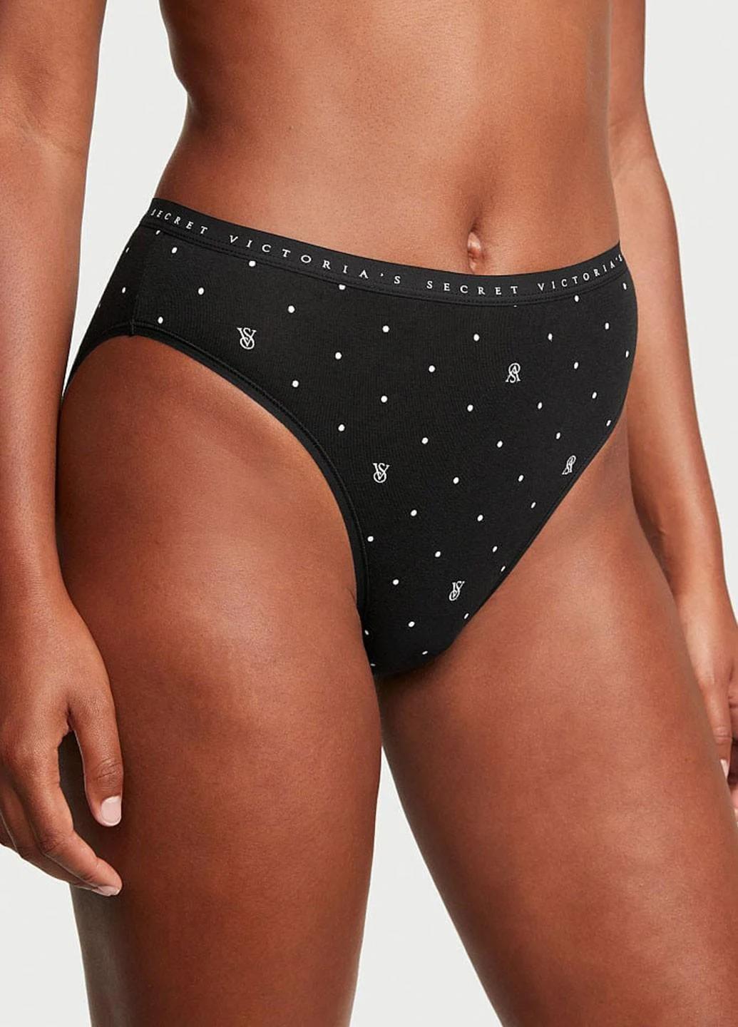 Трусики хлопковые Victoria's Secret Logo Cotton Hiphugger Panty M Черный (26824386)