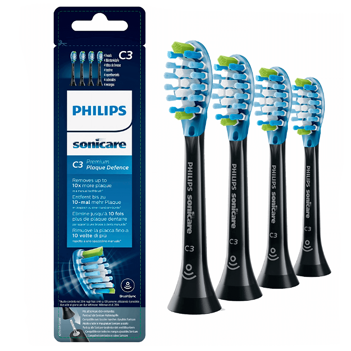 Насадка сменная для зубных щеток Philips Sonicare C3 Premium Plaque Defence HX9044 4 шт. Black