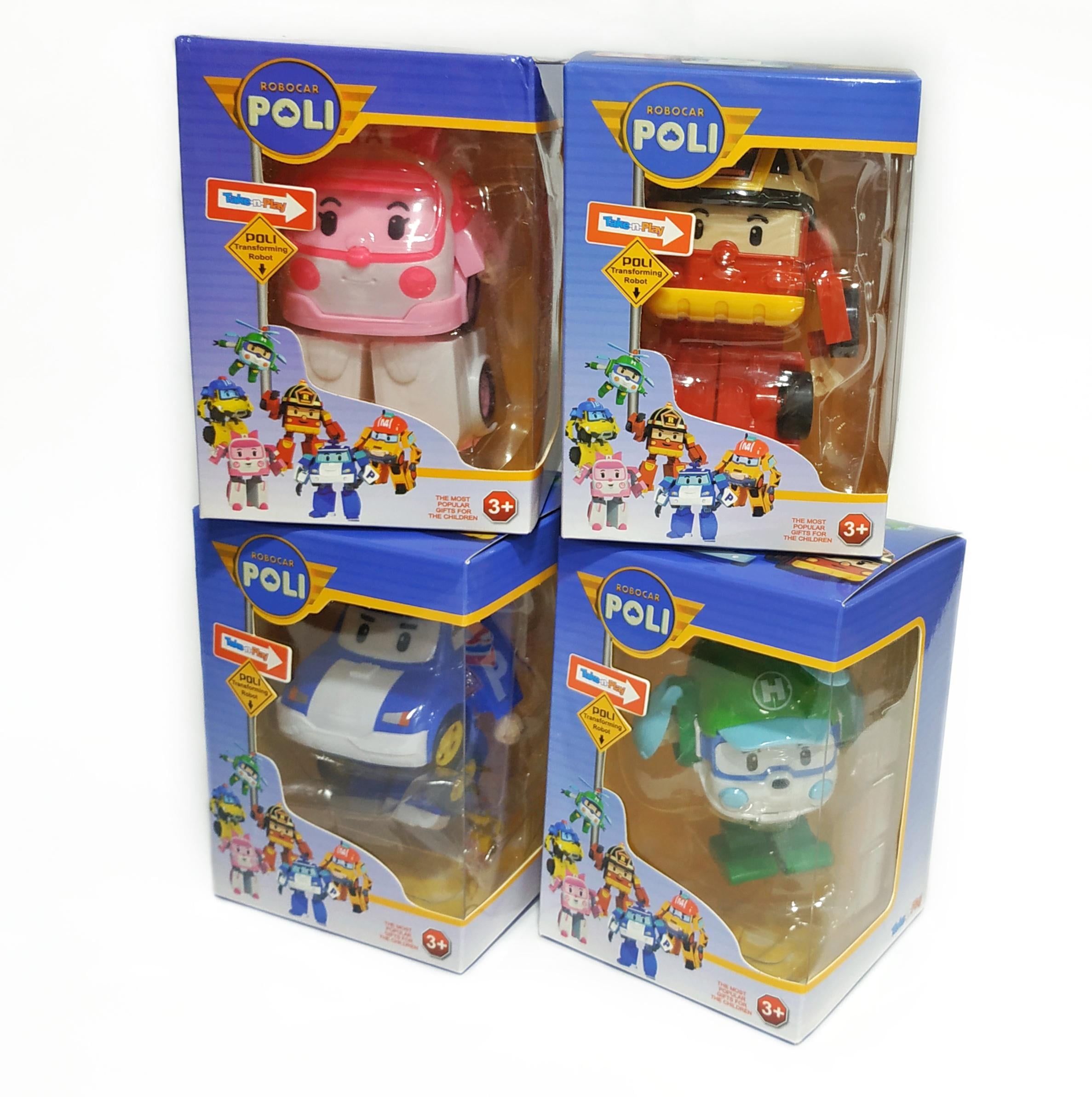 Детский игровой набор Robocar Poli 4 фигурки машинка трансформируется в работа высота 10-12 см (249)