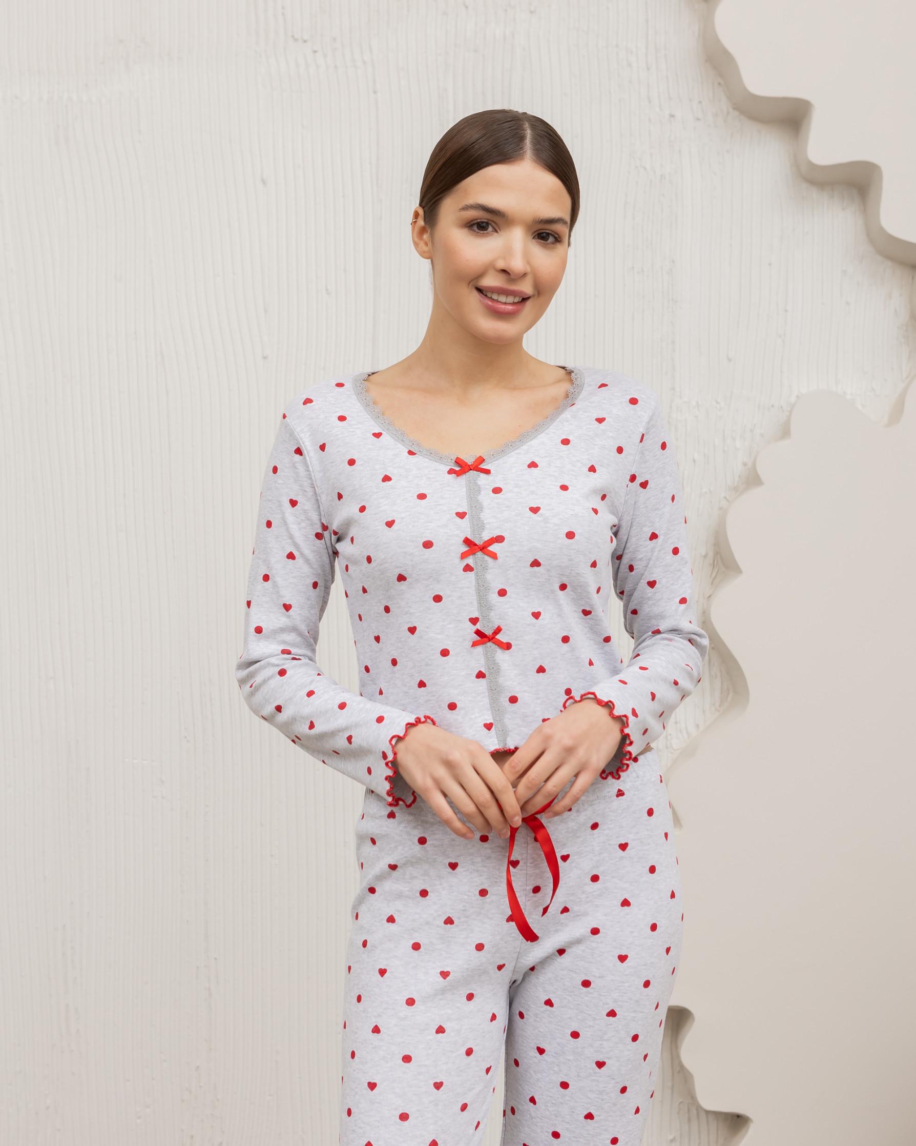 Пижама со штанами женская Nicoletta Сердечки Серый (Nic-47026) - фото 3 Пижама со штанами женская Nicoletta Сердечки Серый (Nic-47026) - фото 3