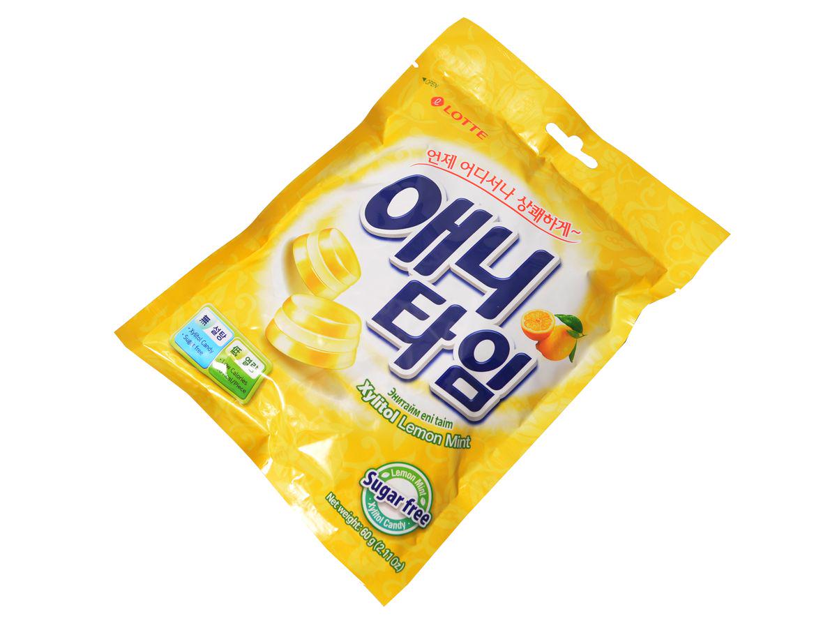 Конфеты Lotte Anytime Xylitol Lemon Mint Лимон и мята без сахара 60 г (25165391)
