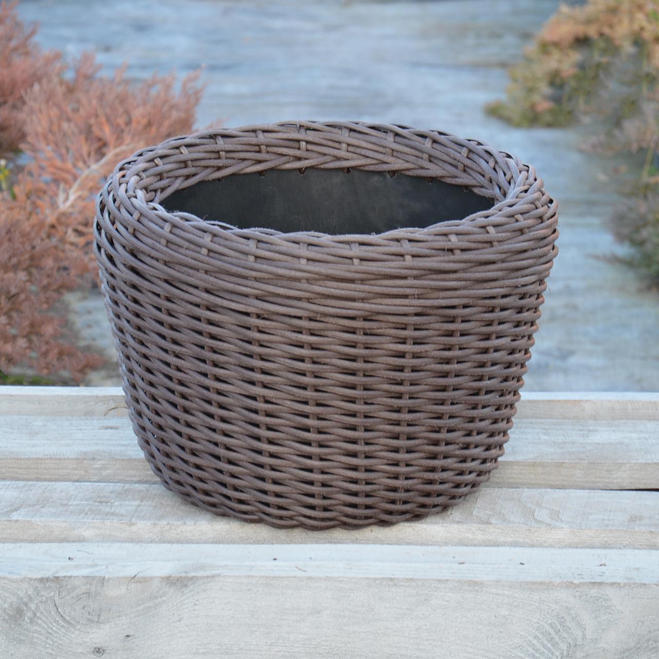 Кашпо для рослин з штучного ротангу 16 л Чесаний венге - фото 3