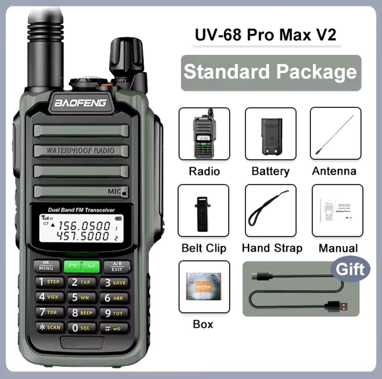 Рация портативная Baofeng UV-68 Pro Max V2 10w от Type-c (729156320765) - фото 2 Рация портативная Baofeng UV-68 Pro Max V2 10w от Type-c (729156320765) - фото 2