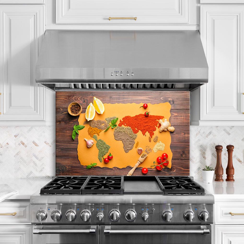 Стеклянная панель для кухни NovellaPrint Карта кухни 70х70 см (1035.5) - фото 3