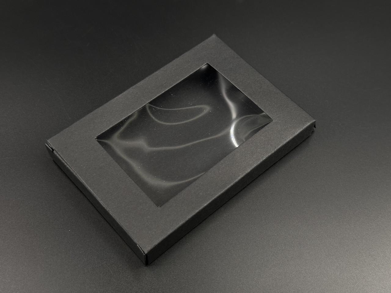 Коробка для подарков сборная с прозрачным окном картонная 12,5х8,5х1,5 см Черный (OA-97) - фото 3 Коробка для подарков сборная с прозрачным окном картонная 12,5х8,5х1,5 см Черный (OA-97) - фото 3