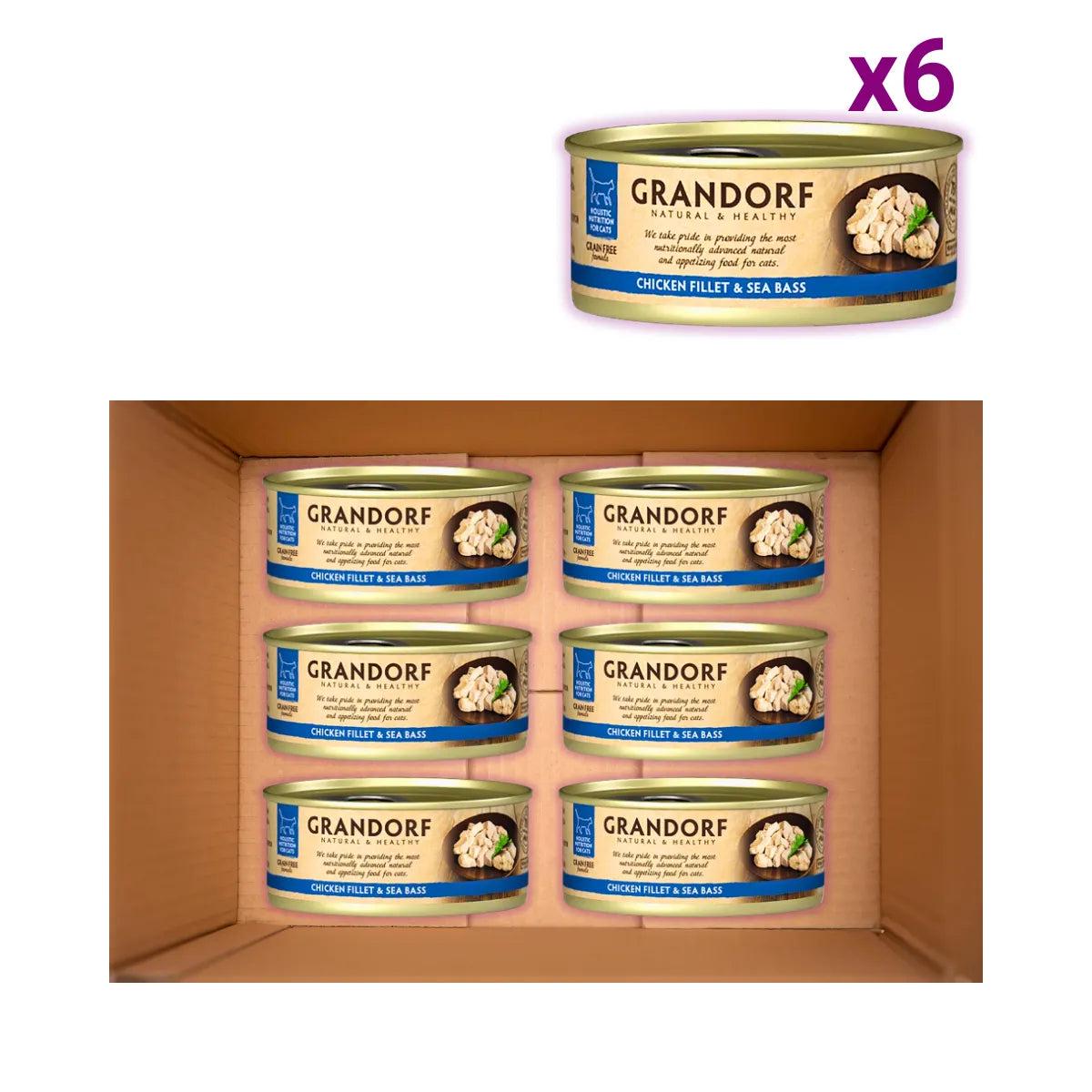 Корм для кошек влажный Grandorf Филе курицы и сибас для взрослых кошек всех пород 70 г х 6 шт. (PGDCW0207) - фото 2