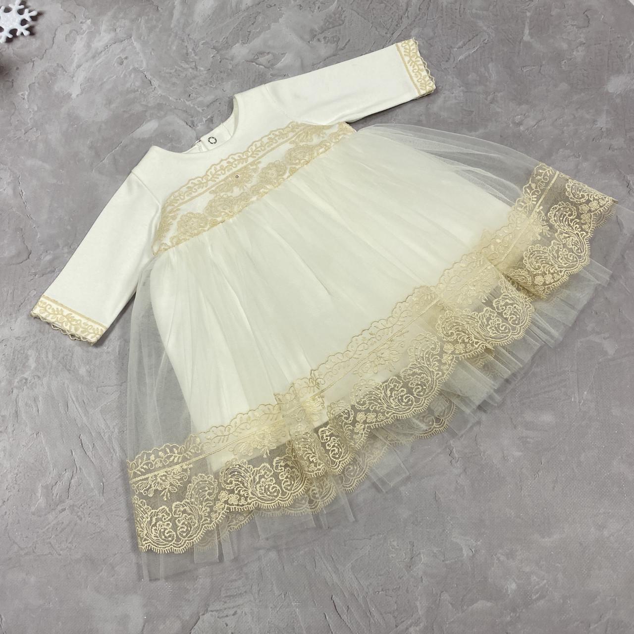 Сукня дитяча святкова Ванесса з мереживом і фатином для хрестин/дня народження/фотосесії р. 56 Молочний (29015187) - фото 5 Сукня дитяча святкова Ванесса з мереживом і фатином для хрестин/дня народження/фотосесії р. 56 Молочний (29015187) - фото 5