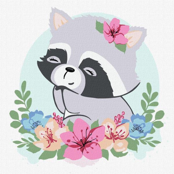 Картина по номерам Идейка Сказочный енот 30х30 см в термопакете (KHO6010)