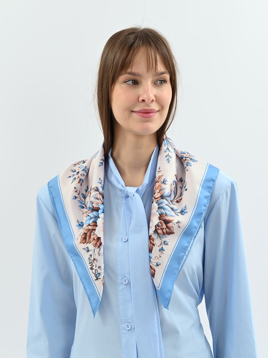 Хустка шовкова My Scarf Блакитні квіти 70х70 см (39115170) Хустка шовкова My Scarf Блакитні квіти 70х70 см (39115170)
