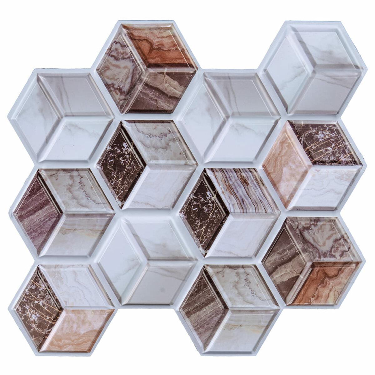 Плитка ПВХ декоративная на самоклейке Sticker Wall СПП-506 3D кубы 280х300х5 мм (3DPanda-1135)