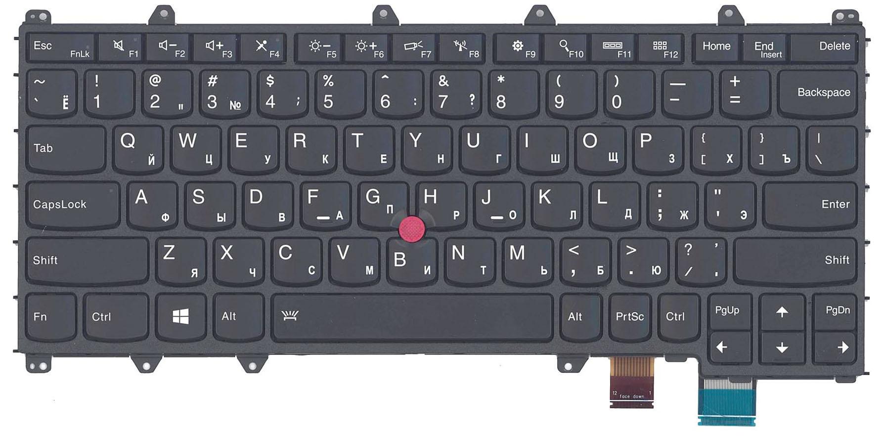 Клавиатура для ноутбука Lenovo ThinkPad Yoga 260 с указателем Point Stick с подсветкой Light Black