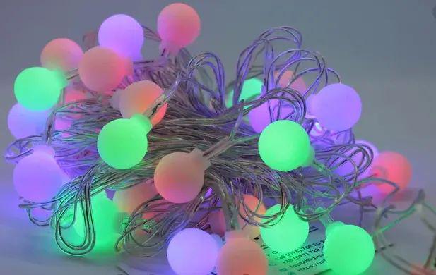 Гірлянда світлодіодна Кульки 220V з можливістю з'єднання в одну 40 шт. 6 м Білий