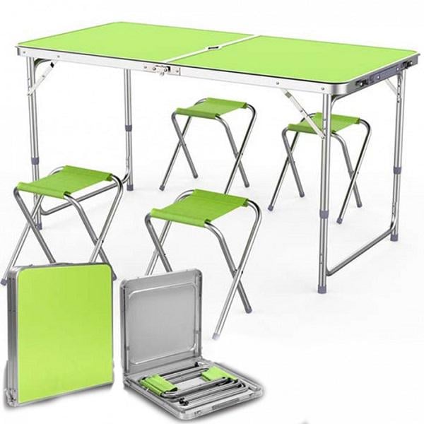 Стол кемпинговый Folding Table для отдыха со стульями 120х60х70 см 4 шт. - фото 2