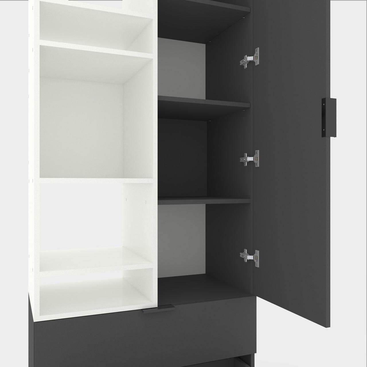 Шафа Metkas Home A001L ЛДСП 800x420x2300 мм Антрацитовий/Білий Сніг - фото 4 Шафа Metkas Home A001L ЛДСП 800x420x2300 мм Антрацитовий/Білий Сніг - фото 4