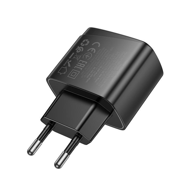Зарядний пристрій для телефонів Hoco CS61A Bright charger USB/Type-C 30W/3A Black (7782e0ed) - фото 4 Зарядний пристрій для телефонів Hoco CS61A Bright charger USB/Type-C 30W/3A Black (7782e0ed) - фото 4