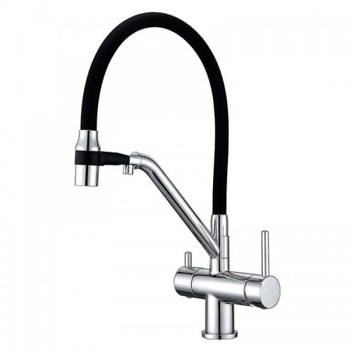 Смеситель для кухни KOER KB-72006-01 с выходом для питьевой воды Хром/Черный (KR3379)