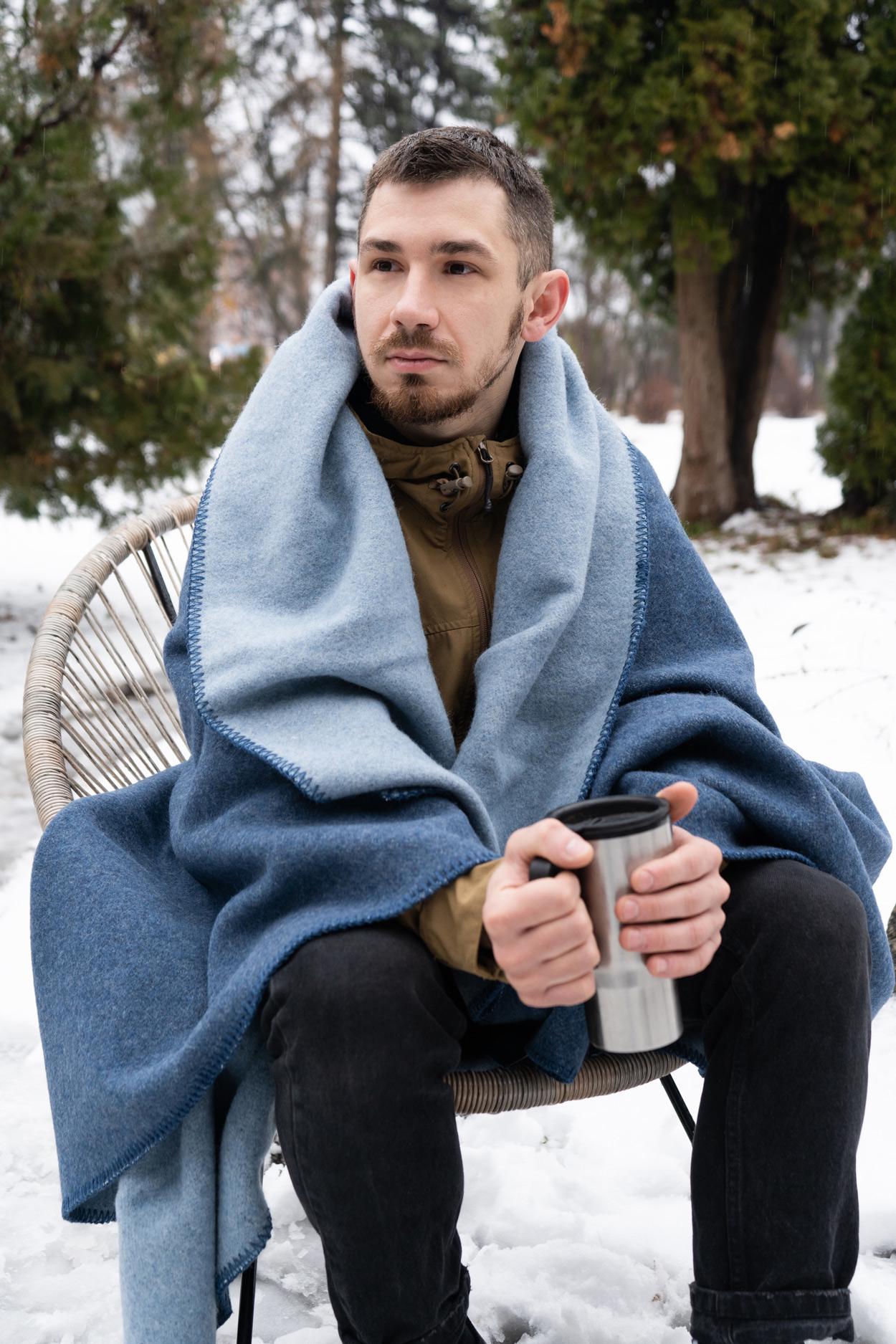 Плед-ковдра вовняна Love You 130х170 см Синій/Блакитний (6132) - фото 4 Плед-ковдра вовняна Love You 130х170 см Синій/Блакитний (6132) - фото 4