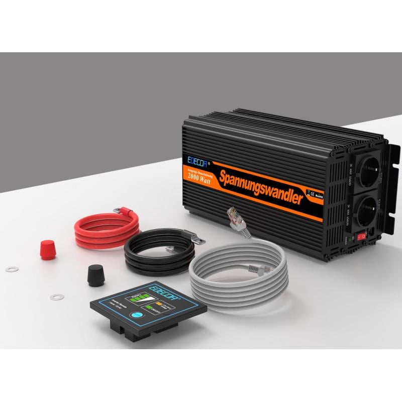 Преобразователь напряжения Edecoa Spannungswandler DPM20 две розетки 12-230 v/2000/4000W - фото 2 Преобразователь напряжения Edecoa Spannungswandler DPM20 две розетки 12-230 v/2000/4000W - фото 2