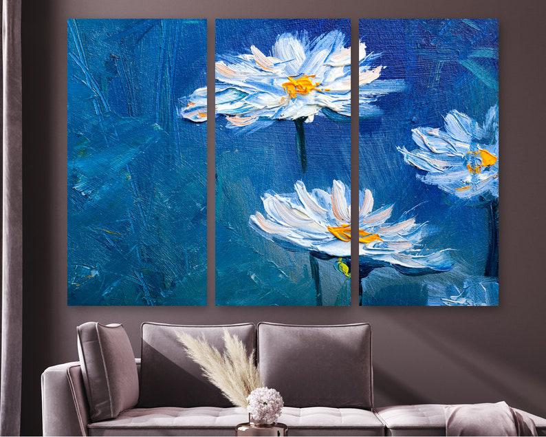 Модульная картина KIL Art Живописные ромашки на холсте из трех частей 156x100 см (M3_XL_259)